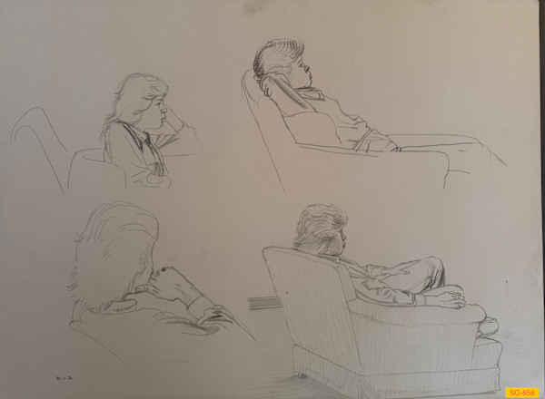 Untitled (Life Drawing, Clothed Young Woman, Seated in Big Chair) by Spence Guerin
