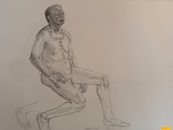 Untitled (Figure Drawing, Nude Man , Seated) by Spence Guerin