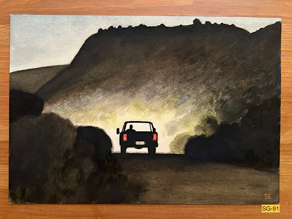 A Truck in Rio Pueblo Gorge at Night. SW of Taos, NM. by Spence Guerin