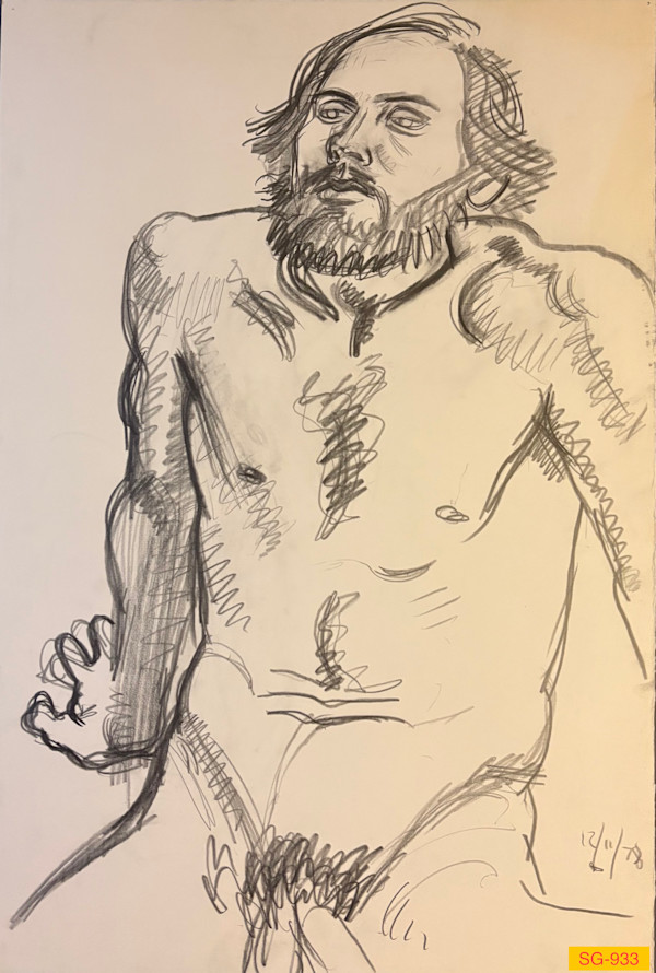 Untitled (nude male model, on floor, leaning back) by Spence Guerin