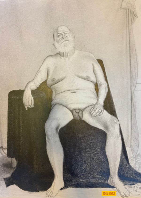 Untitled (figure drawing, nude male) by Spence Guerin