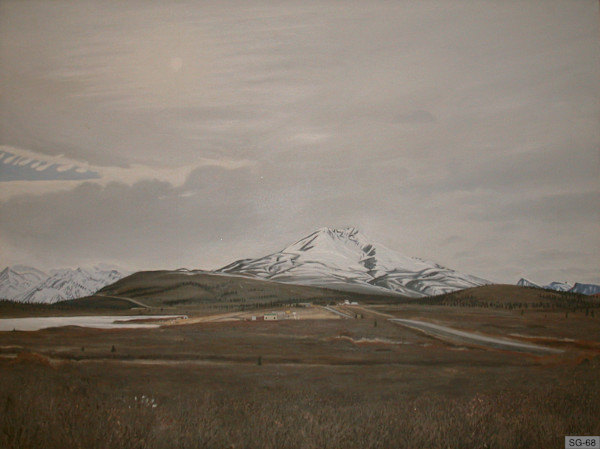 Gunsight Mountain with Glenn Highway Roadhouse by Spence Guerin