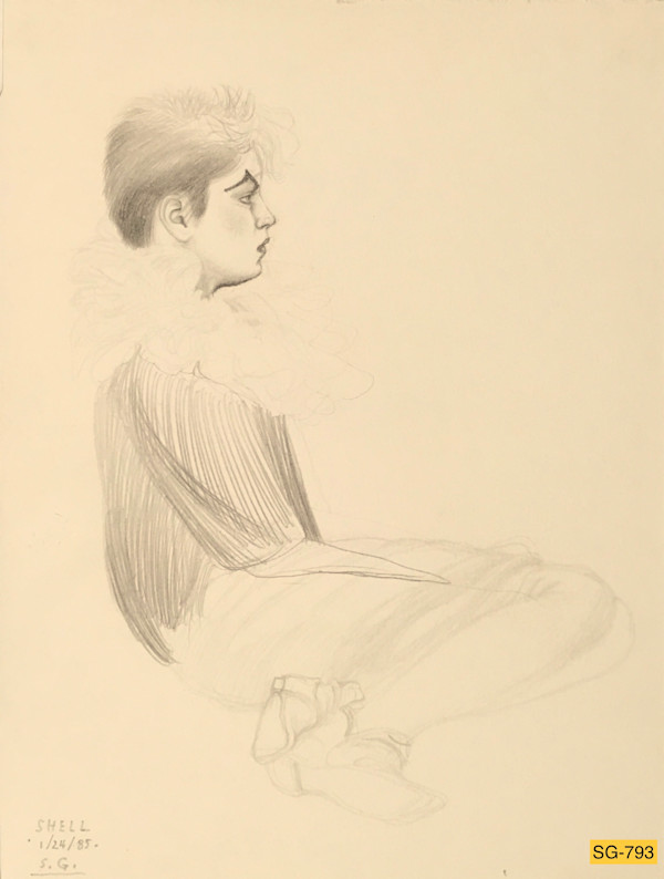 Untitled (female model, Shell, seated on floor) by Spence Guerin