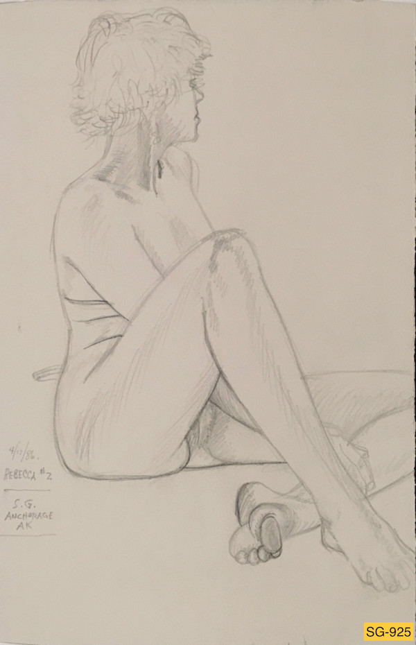Untitled (female model Rebecca, sitting on floor, turned away ) by Spence Guerin