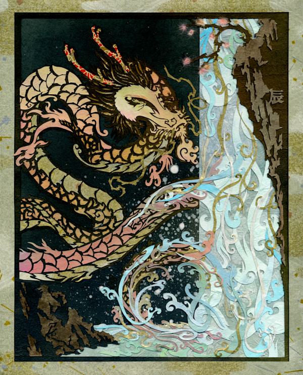 The River's Cascade, Under the Blossoming Plum by Patrick Gannon