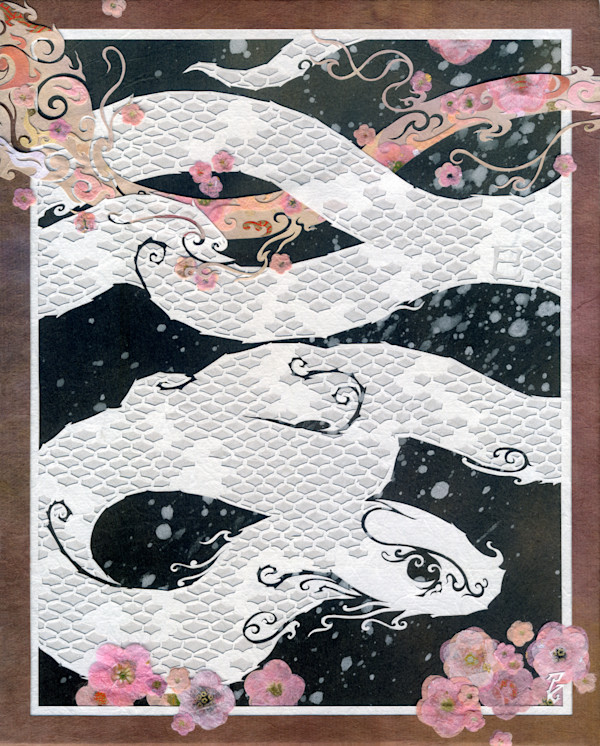 Among the Petals a White Serpent by Patrick Gannon