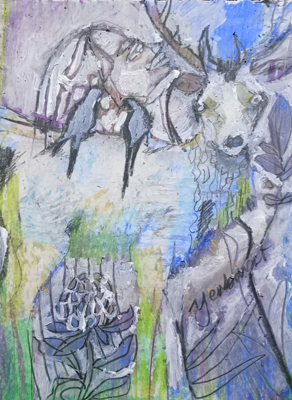 Enchanted Stag ( miniature) by Yvonne Cavens