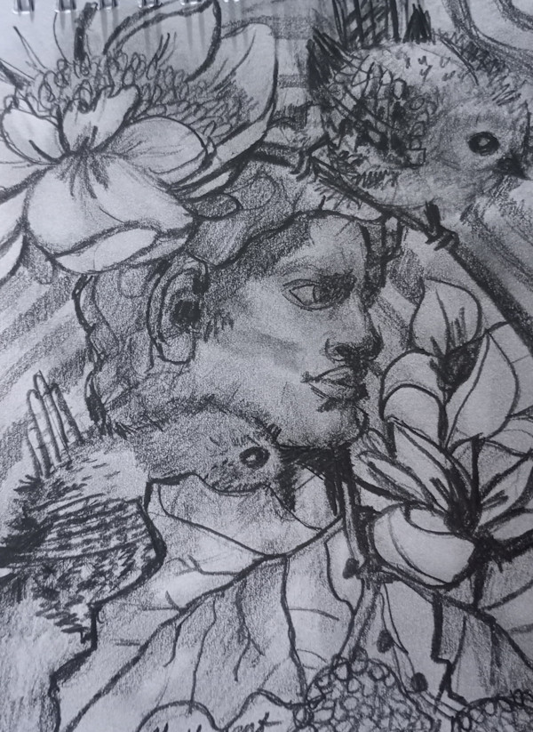 Studies in pencil collage technique by Yvonne Cavens, Image 12.