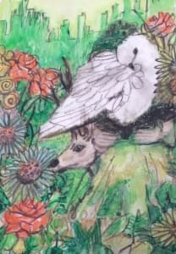 The Roe Deer Stag and The Dove (orginial) #1 by Yvonne Cavens