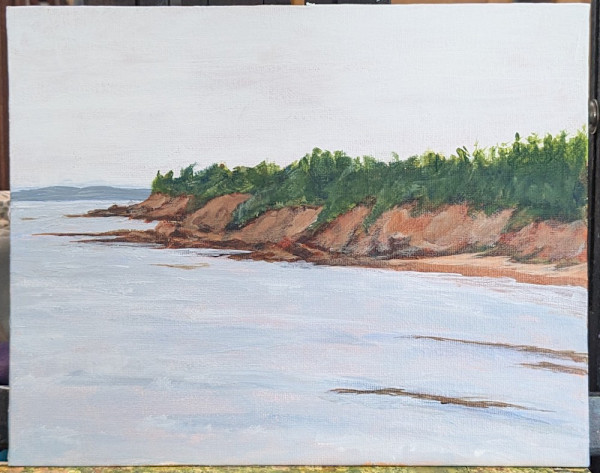 High Haze at Low Tide (Cape Bear Lighthouse, en plein air) by Rebeka Darylin