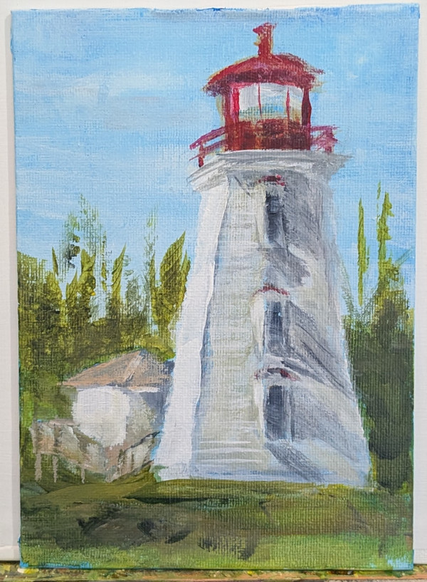 Cape Bear Lighthouse en plein air 1 by Rebeka Darylin