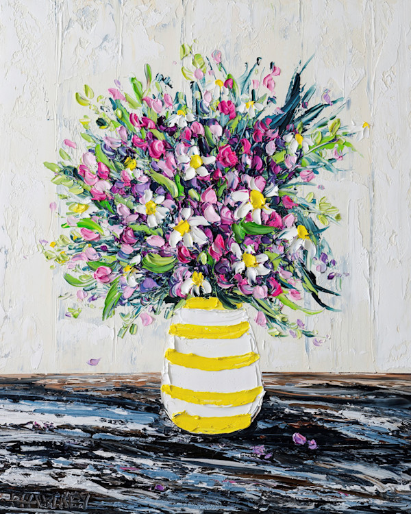 Girl In The Country Yellow Stripes by angela Hawkey