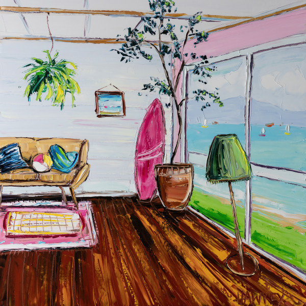 Leaning Lamp And Sea View by angela Hawkey