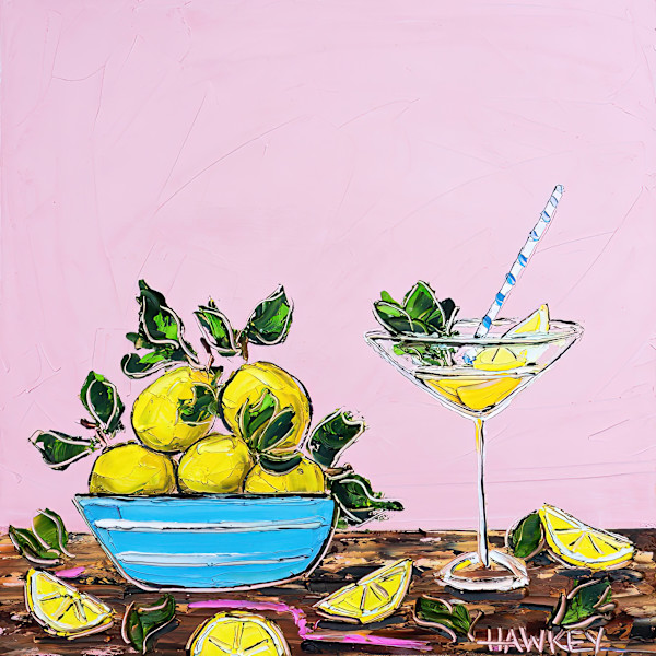 Lemon Bowl And Cocktail by angela Hawkey