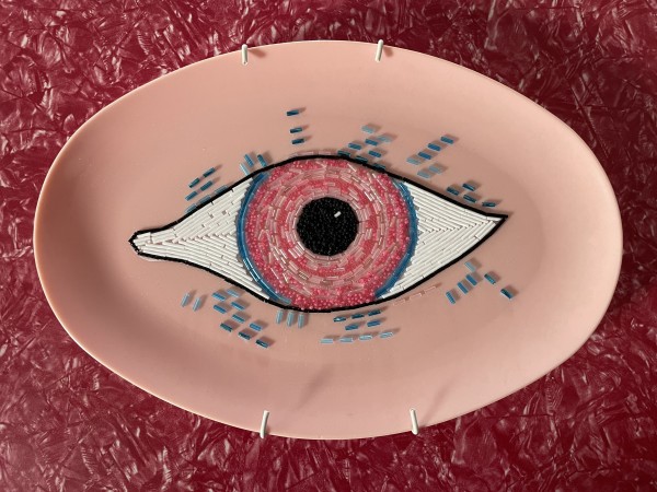 Eyeplate (pink orange blue) by Mary Jo Karimnia, Image 1.