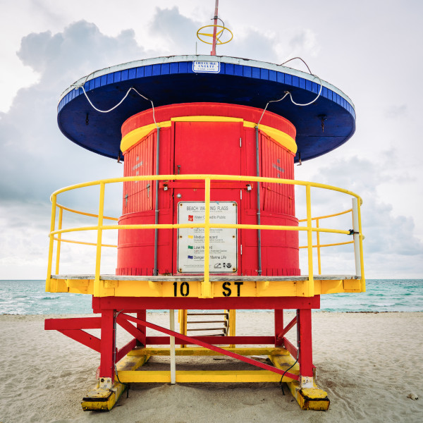 Miami Lifeguard Stand - 10th Street I - Rear View by Peter Mendelson