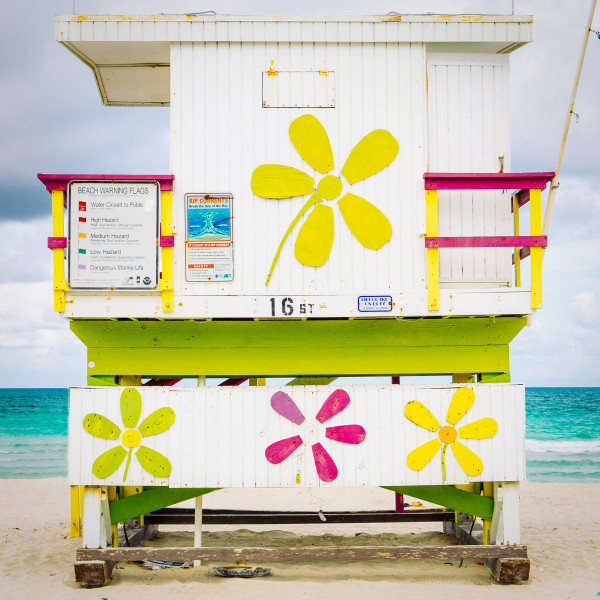 Miami Lifeguard Stand - 16th Street I - Rear View by Peter Mendelson