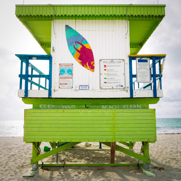 Miami Lifeguard Stand - 1st Street - Rear View by Peter Mendelson