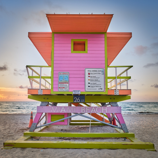 Miami Lifeguard Stand - 26th Street - Rear View by Peter Mendelson