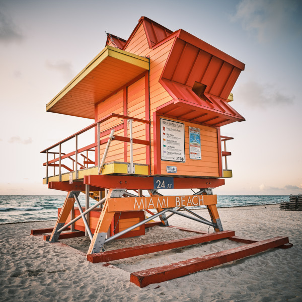 Miami Lifeguard Stand - 24th Street - Side View by Peter Mendelson