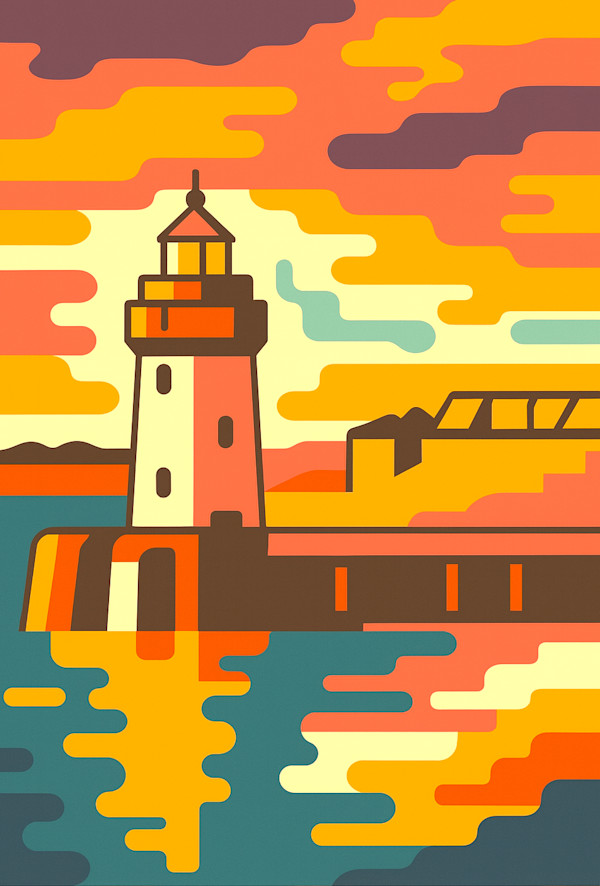 St Peter Port Lighthouse1 digital illustration by michelle