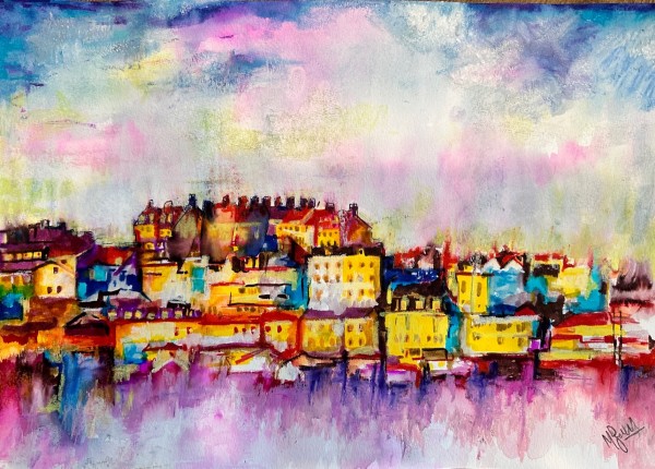 Town Skyline Watercolour by michelle