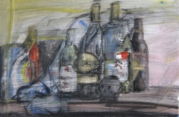 Bottles and Skull Still Life by CORCORAN