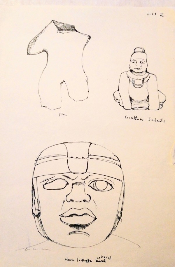 Olmec museum sketches by CORCORAN