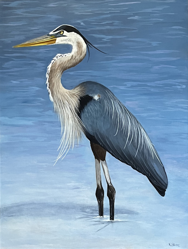 Heron in the Shallows by Kendra Stone