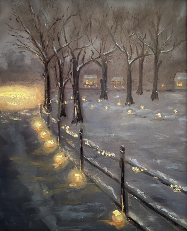 Snowy Night in Woodstock, Vermont by Elizabeth Ryan Swartz