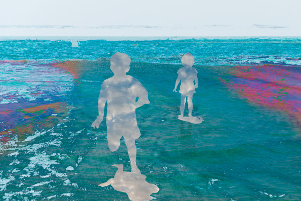 Playing on a candy-colored beach by Kate Brogdon