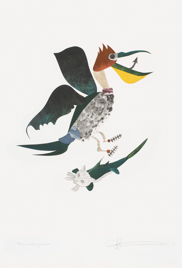 Pelican vs. Spiny Catfish by Charles H. Stinson