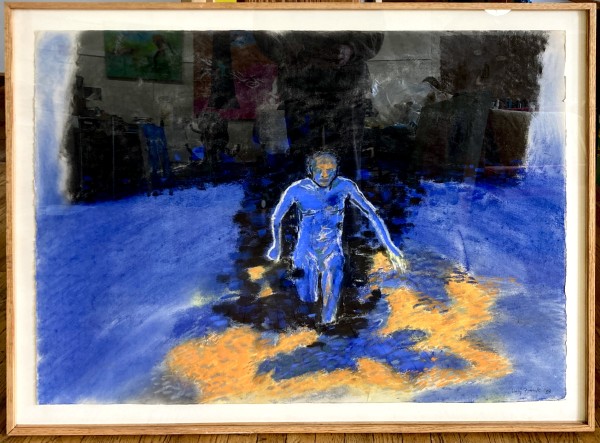Blue Man Running (0247) by Mary Frank