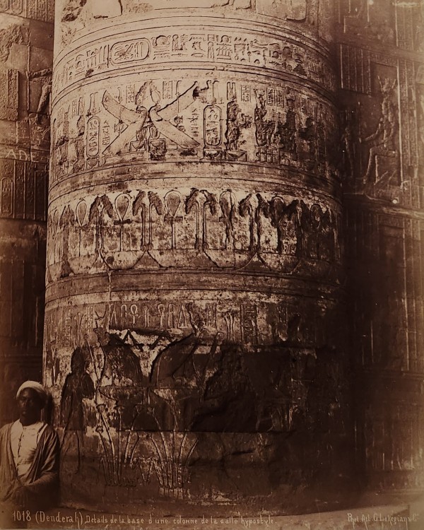 Column at Denderah, Egypt, circa 1890 by Gabriel Kekagian