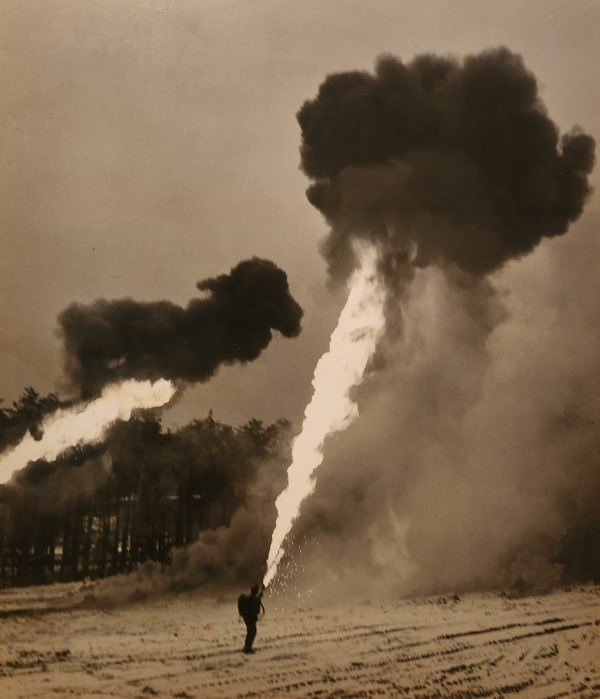 Flamethrower demonstration, undated.