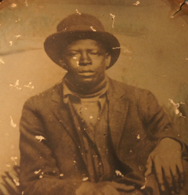 Distressed photo of young man