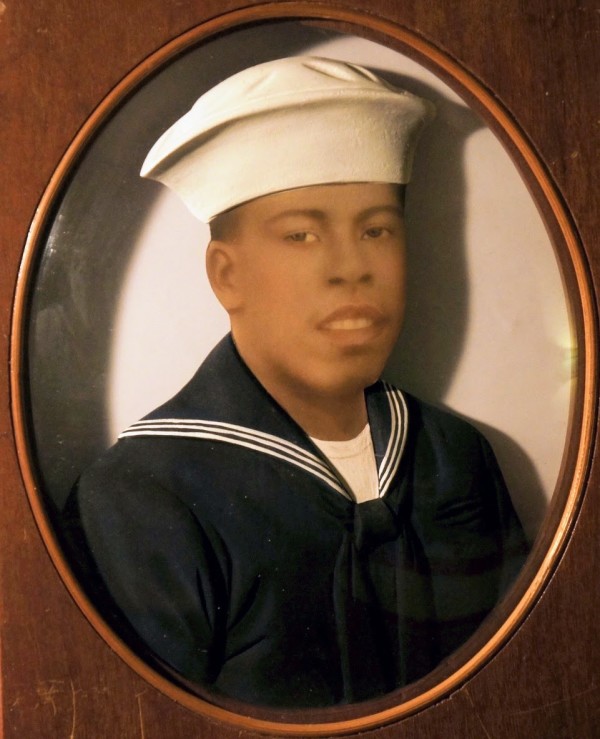 Hand-painted, mounted portrait of sailor, Raleigh, NC