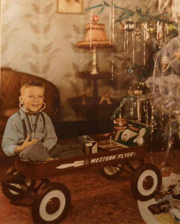 Future Doctor with Wagon at Christmas