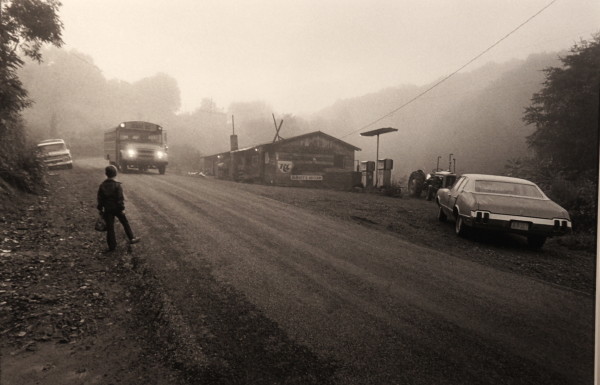 School Bus in Morning Fog by Robert Amberg