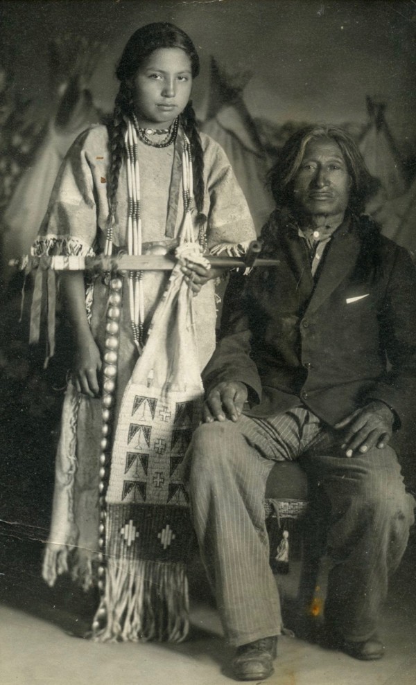 Family Portrait with Pipe and Painted Backdrop