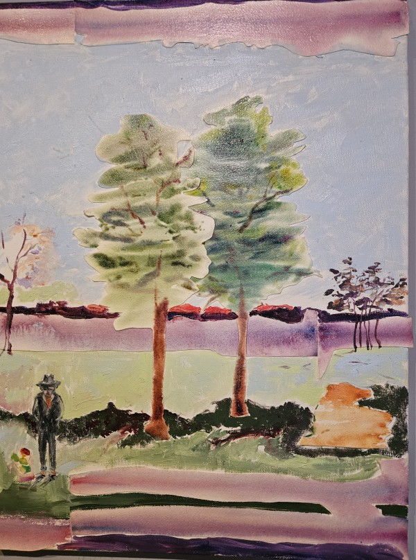 Two Trees and Man With Hat by Ellen Frank