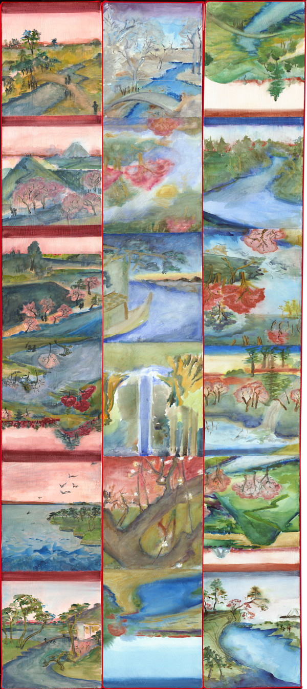 HIROSHIGE INSPIRED TRIPTIC by Ellen Frank