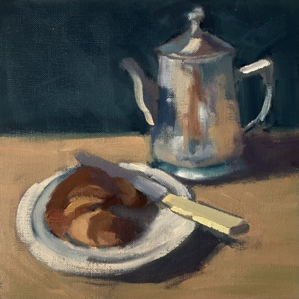 Croissant and Tea ("Room Service"?) by Lesley Powell