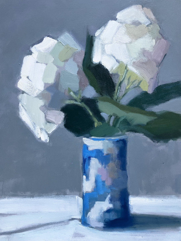 Hydrangeas in Blue & White by Lesley Powell