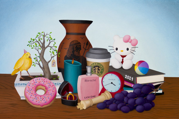 Hello Kitty, donut  and greek vase Hello Kitty、甜甜圈和希臘花瓶