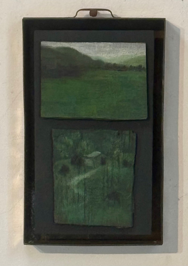 Metal Tray/Diptych in Green by Christie Scheele
