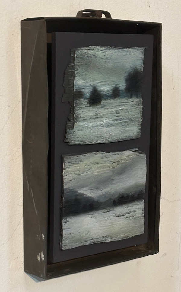 Metal tray/Diptych in Grey by Christie Scheele