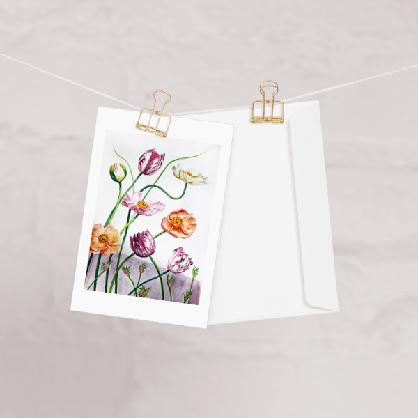 Peonies, Tulips Card by Julia Wolinsky