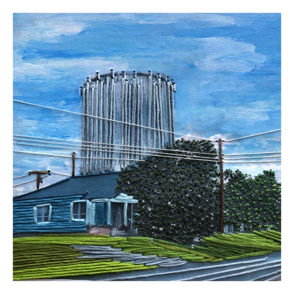 Blue House and Water Tower by Irmgard Geul, Image 1.