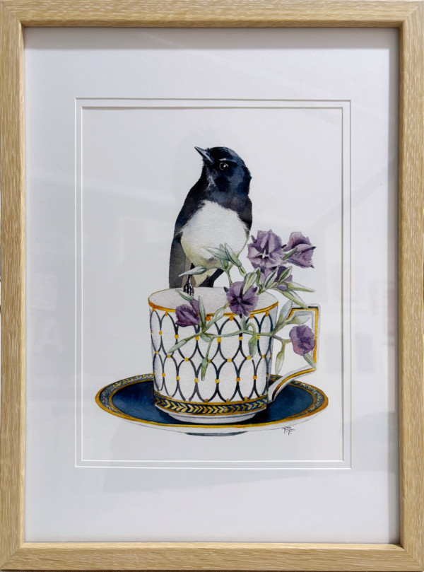 Willy Wagtail and Fringed Lillies Print by Polla Posavec